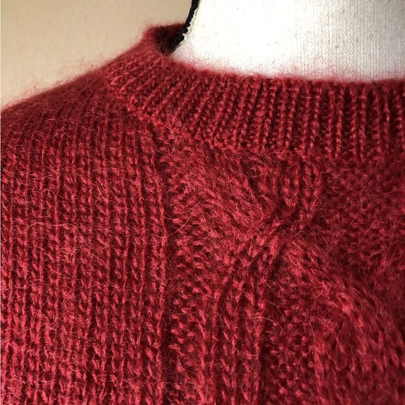 NWOT Vintage Pronto Moda RED MOHAIR Blend CABLE KNIT cozy warm winter SWEATER  L - Picture 4 of 9